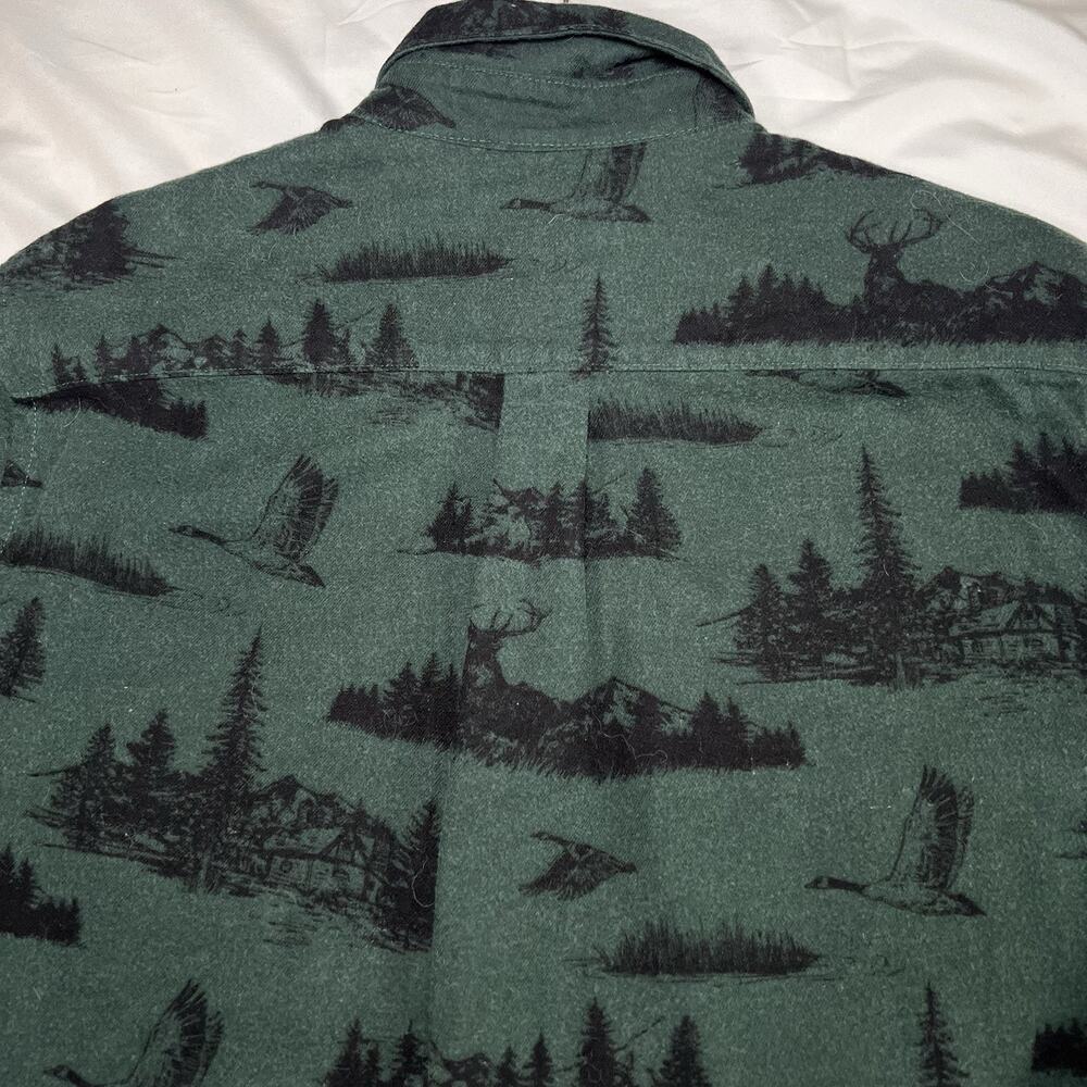 Chaps Performance Flannel Shirt Men's Size M Green Soft Hunting Deer Duck Cabin - Picture 10 of 13